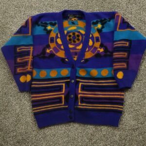 vintage sweater M Cardigan‎ wool Rabbit Hair Color Artsy Artsy tribe artwork